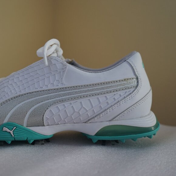 Puma Women's Biofusion Golf Shoes White/Silver Metallic/Aqua Splash, 8.5 M - Picture 3 of 16